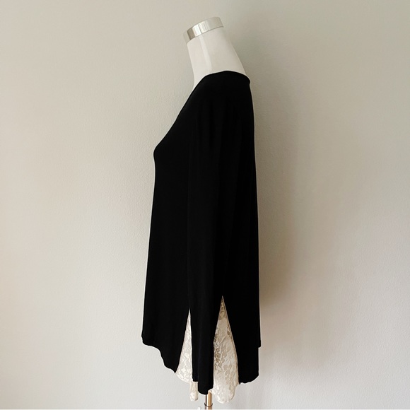 LOGO by Lori Goldstein Stretch Jersey Knit Black/Beige  Loungewear Tunic Size M - Picture 3 of 7